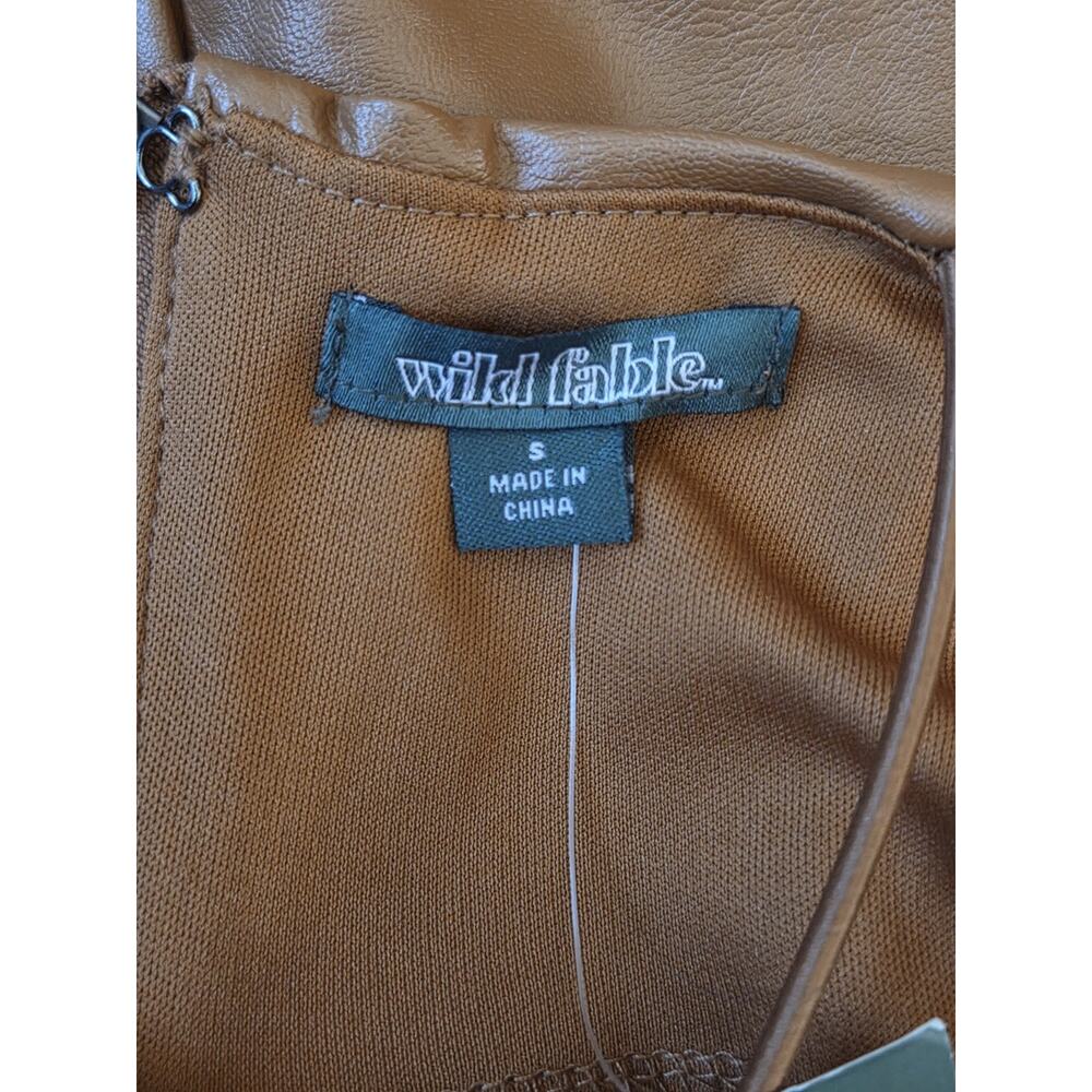 NWT Wild Fable Brown Leather Slip Mini Dress Spaghetti Strap Sz S - Picture 7 of 11